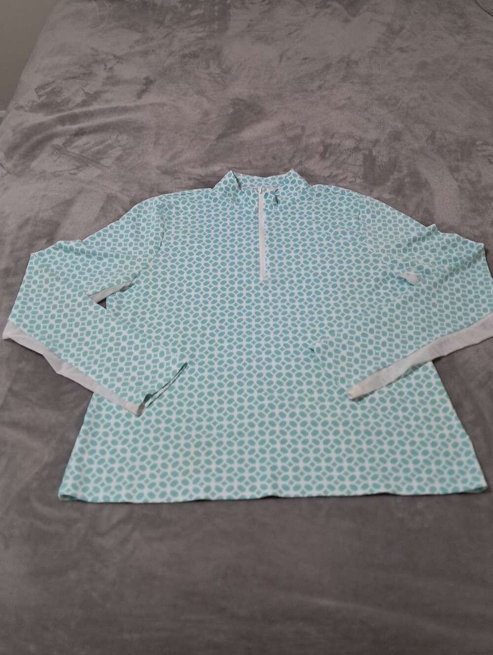 Tommy Bahama Active 1/4 Zip Pullover Aqua Geo Long-Sleeve Mesh Panel Sz. XL